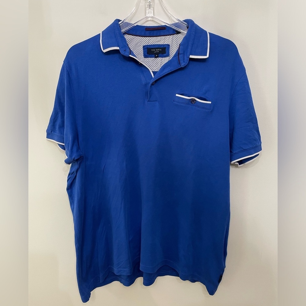 Ted Baker London Men's Derry Modern Slim Fit Polo Shirt 100% Cotton Blue Size 5